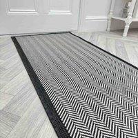 runrug Carpet Runner Rug - Indoor/Outdoor, Reversible, 2mm - 'Illusion' in Black | Size: 70 cm x 360 cm