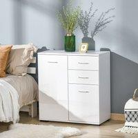 HOMCOM New Modern Cabinet Sideboard Cupboard Buffet Solo High Gloss Chest in White
