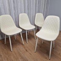 KOSY KOALA Dining Chairs Set Of 4 Cream Chairs Stitched Faux Leather Chairs, Soft Padded Seat Living Room Chairs, Kitchen Chairs