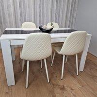 KOSY KOALA Dining Table & 4 Chairs Set White Black Table With 4 Cream Chairs Dining Room Furniture in Brown