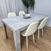 KOSY KOALA Wooden Rectangle Dining Table with 4 Cream Chairs Dining Room Furniture in Brown