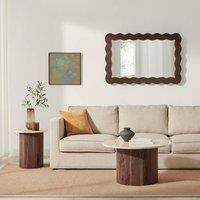 FurnitureboxUK Penrose Round Walnut & Cream Marble Effect Coffee Table