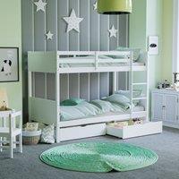 Home Discount Junior Vida Gemini Detachable Bunk Bed & Libra Wooden Underbed Drawers in White | Size: Single