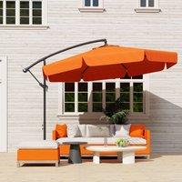 OUTSUNNY 2.7m Garden Cantilever Banana Parasol Sun Shade with Crank in Orange