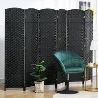 HOMCOM 6 Panel Folding Room Divider, Privacy Screen, 240 x 170cm, Black | Size: Large
