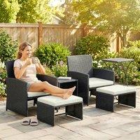 OUTSUNNY 6 Piece Rattan Garden Furniture Set with Nesting Tables in Grey