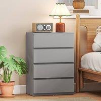 HOMCOM Bedroom Chest of Drawers, 4 Drawers Dresser, Drawer Unit in Grey
