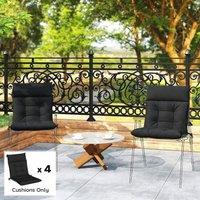 OUTSUNNY Garden Chair Cushions Set of 4, Waterproof Seat Pads, Black