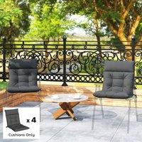 OUTSUNNY Garden Chair Cushions Set of 4, Waterproof Seat Pads, Dark Grey