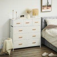 HOMCOM Chest of Drawers with 9 Drawers, Boucle Storage Organiser, Cream in White