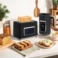 HOMCOM 1.7L 3000W Boil Kettle & Toaster Set in Black | Size: 2 Pack