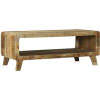 Berkfield Home Coffee Table 90x50x35 cm Solid Rough Wood Mango in Brown | Size: 90 x 50 x 35 cm