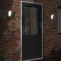 Berkfield Home Outdoor LED Wall Lights with Sensors 2pcs Black Die-cast Aluminium