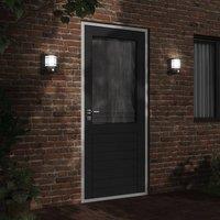 Berkfield Home Outdoor Wall Lights with Sensors 2pcs Black Stainless Steel