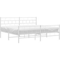 Berkfield Home Metal Bed Frame with Headboard & Footboard White 193x203 cm
