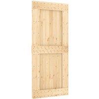 Berkfield Home Sliding Door with Hardware Set 90x210 cm Solid Wood Pine in Light Tan