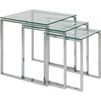 Furniture To Go Katrine Nest of Tables with Glass Top Set of 3 in Silver