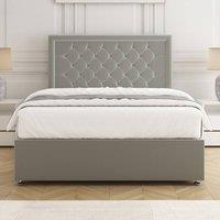 BSSPOKE Nova Plush Velvet Divan Bed Set 24 Headboard & Mattress No Drawers in Silver | Size: Single