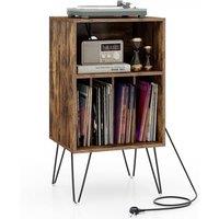 Costway Record Player Stand 3-Tier Turntable Stand Vinyl Record Storage Table in Brown
