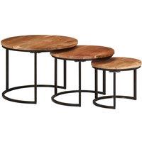 Berkfield Home Nesting Tables 3 pcs Solid Wood Acacia in Brown