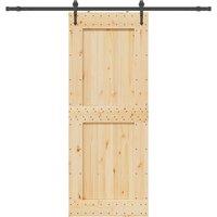 Berkfield Home Sliding Door with Hardware Set 90x210 cm Solid Wood Pine in Brown