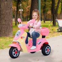 HOMCOM Kids Electric Ride On Toy Car Kids Motorbike Children 6V for 3-5 Years in Pink
