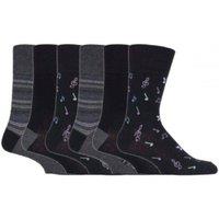 SOCKSHOP Gentle Grip Men's 6 Pack Elastic Square Patterned Cotton Socks for Poor Circulation | Size: 6-11