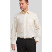 Double TWO Men's Cream Classic Easy Care Long Sleeve Shirt in Beige | Size: 18.5 in