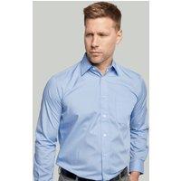 Double TWO Men's Cornflower Blue Classic Easy Care Long Sleeve Shirt | Size: 18.5 in