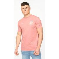 Crosshatch Men's Morville Crew Neck Cotton T-Shirt with Puff Print Back Graphic in Pink | Size: Large