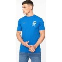 Crosshatch Men's Morville Crew Neck Cotton T-Shirt with Puff Print Back Graphic in Royal | Size: Large