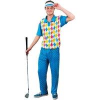 I Love Fancy Dress Men's Golf 'Hole In One' Top, Trousers & Visor Set in Blue | Size: Large