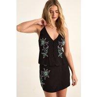 NastyGal Women's Western Embroidered Halter Neck Button Down Waistcoat Co-ord in Black | Size: 10