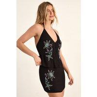 NastyGal Women's Western Embroidered Mini Skirt Co-ord in Black | Size: 12