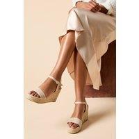 Dorothy Perkins Women's Cybele Faux Leather High Espadrille Wedge Sandals in Beige | Size: 5