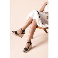 Dorothy Perkins Women's Cybele Faux Leather High Espadrille Wedge Sandals in Black | Size: 6