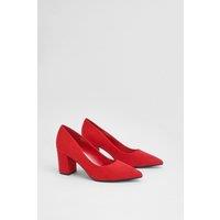 Good For the Sole Women's : Wide Fit Exmoor Faux Suede Comfort Medium Block Heel Court Shoes in Red | Size: 6