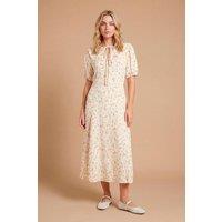 Dorothy Perkins Women's Lace Trim Collar Tie Detail Printed Midi Dresss in Floral | Size: 14