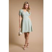 Dorothy Perkins Women's Angel Sleeve Seam Detail Midi Dress in Green | Size: 16