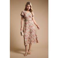 Dorothy Perkins Women's Ruffle Detail Puff Sleeve Midaxi Dress in Orange | Size: 8