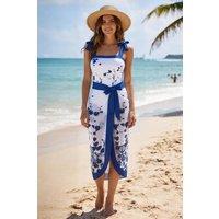 MODISHION Women's Tie Shoulder Printed Swimsuit with Cover Up Skirt | Size: XL