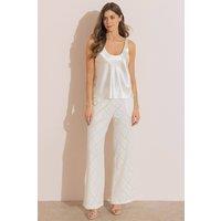 Klass. Women's Diamond Lace Pull On Trousers in Ivory | Size: 18