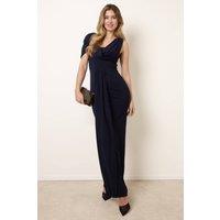 Blue Vanilla Women's Navy Short Sleeve Slip On Cowl Maxi Dress | Size: 16
