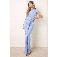 Blue Vanilla Women's Blue Short Sleeve Slip On Crew Maxi Dress | Size: 14