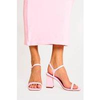 Public Desire Women's Maryse Light Pink Pu Barely There Mid Block Heels | Size: 7