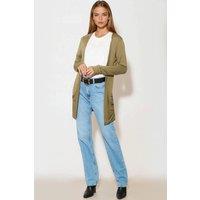 Aftershock London Women's Boyfriend Cardigan with Pockets in Khaki | Size: Large/XL