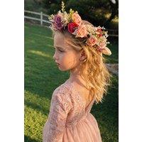 Lilly + Bo Women's Thea Flower Crown + Pink Satin Drawstring Bag - Ages 6 + upwards