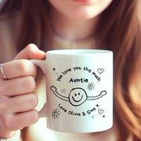 Aye Do Gifts Women's Personalised I Love You This Much Mug | Gift for Auntie, Mummy, Gran in White
