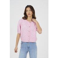 Brave Soul Women's Short Sleeve Jersey Knit Cardigan in Pink | Size: XS