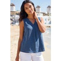 Roman Women's Textured Pleat Front Vest Top in Navy | Size: 10